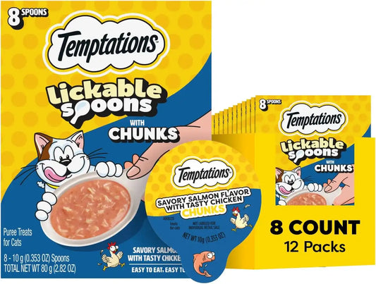 Temptations Lickable Spoons Wet Cat Treats, Salmon with Chicken, 8 ct, 12pk