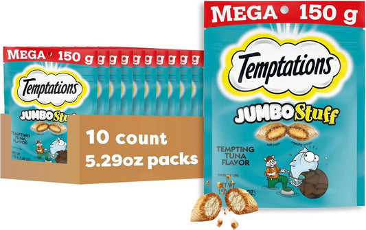 Temptations Jumbo Stuff Crunchy & Soft Cat Treats, Tuna, 5.3 oz, 10 Pack