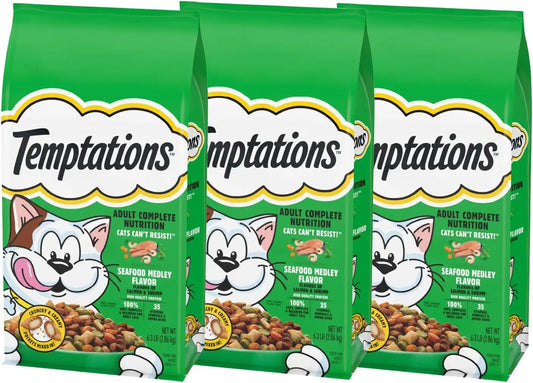 Temptations Adult Dry Cat Food, Seafood Medley Flavor, 6.3 lb, 3 Pack