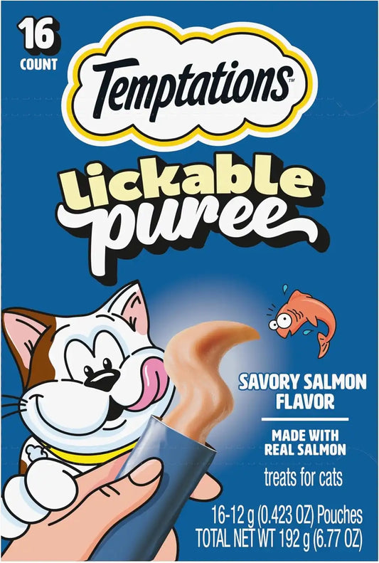 Temptations Creamy Puree Lickable Cat Treats, Salmon, 16 Count