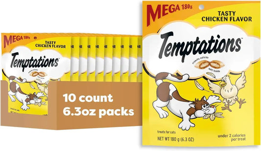 Temptations Classic Crunchy and Soft Cat Treats, Tasty Chicken, 6.3oz, 10pk