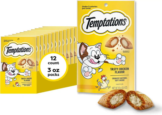 Temptations Classic Crunchy and Soft Cat Treats, Tasty Chicken, 3 oz, 12pk