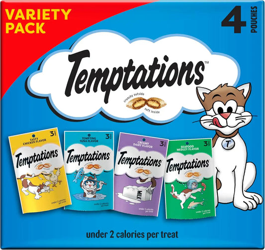 Temptations Classic Crunchy Cat Treats, Feline Favorites, 3 oz, 4 Pack