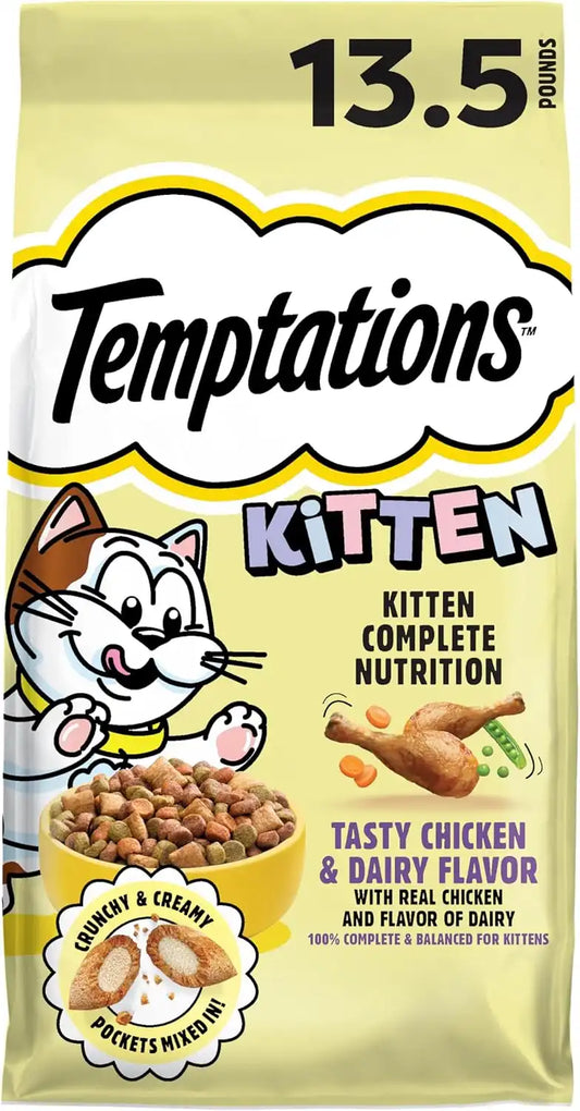 Temptations Kitten Cat Food Dry, Chicken & Dairy Kitten Food, 13.5 lb. Bag