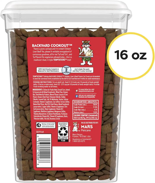 Temptations MixUps Crunchy and Soft Cat Treats, Cookout Flavor, 16 oz