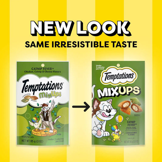 Temptations MixUps Crunchy and Soft Cat Treats, Catnip Fever, 3 oz, 12pk