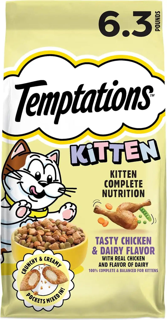 Temptations Kitten Dry Cat Food, Chicken & Dairy, 6.3 lb, 3 Pack