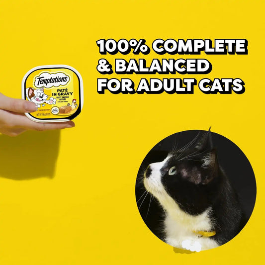 Temptations Pate in Gravy Wet Cat Food, Variety Pack, 3.5 oz, 24 Count