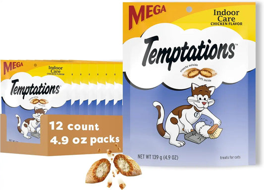 Temptations Indoor Care Crunchy Cat Treats, Chicken, 4.9 oz, 10 Pack