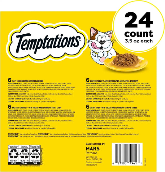 Temptations Bites in Gravy Wet Cat Food, Variety Pack, 3.5 oz, 24 Count