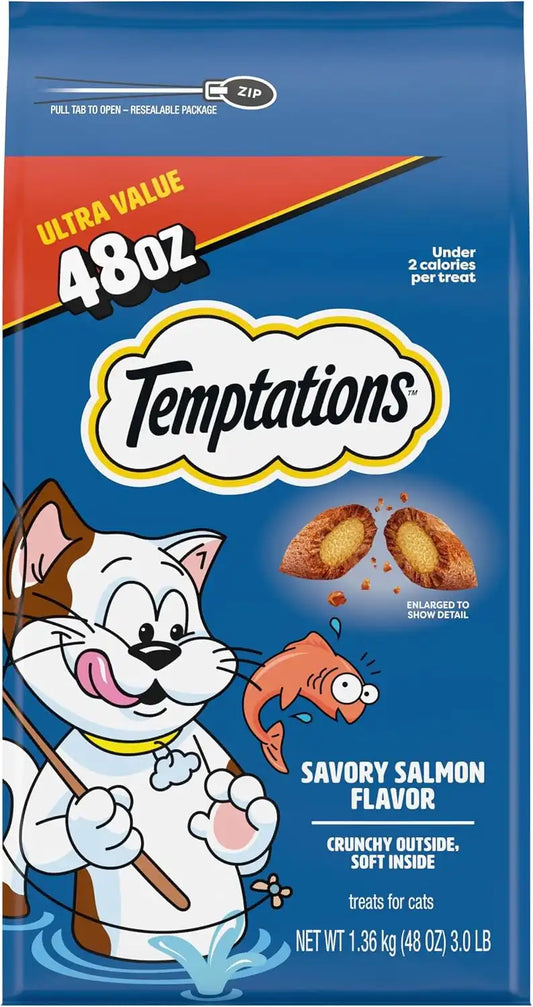 Temptations Classic Crunchy and Soft Cat Treats, Savory Salmon, 48 oz