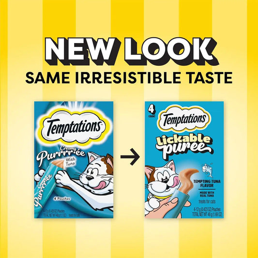 Temptations Creamy Puree Lickable Cat Treats, Tuna, 4 Count, 11 Pack