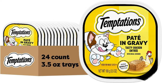 Temptations Wet Cat Food, Tasty Chicken Flavor Pate in Gravy, 3.5 oz. Trays (24 Count, Pack of 1)