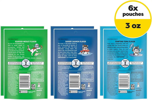 Temptations Classic Crunchy Cat Treats, Seafood Lovers, 3 oz, 6 Pack
