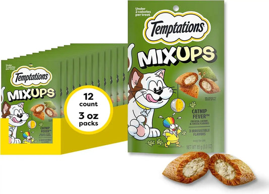 Temptations MixUps Crunchy and Soft Cat Treats, Catnip Fever, 3 oz, 12pk