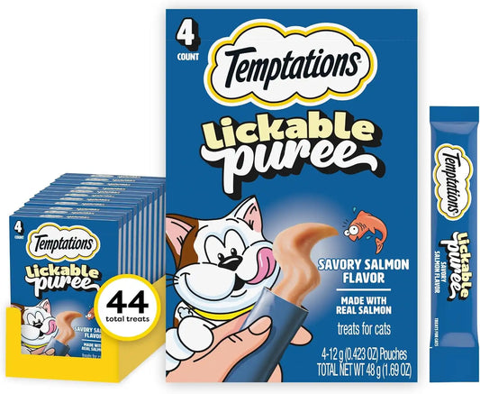 Temptations Creamy Puree Lickable Cat Treats, Salmon, 4 Count, 11 Pack