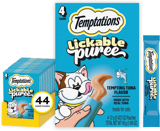 Temptations Creamy Puree Lickable Cat Treats, Tuna, 4 Count, 11 Pack