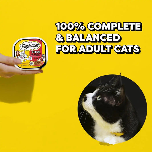 Temptations Bites in Gravy Adult Wet Cat Food Backyard Cookout Flavor, 3.5 oz. Trays (24 Count, Pack of 1)