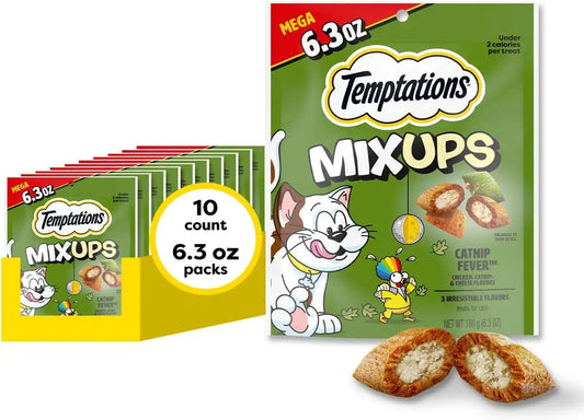 Temptations MixUps Crunchy and Soft Cat Treats, Catnip Fever, 6.3 oz, 10pk