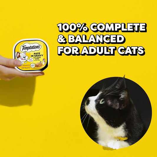 Temptations Pate in Gravy Adult Wet Cat Food Seafood Medley Flavor and Tasty Chicken Flavor, 3.5 oz. Trays (12 Count, Pack of 2)