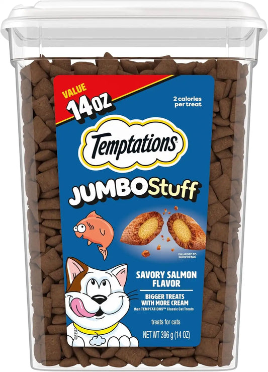 Temptations Jumbo Stuff Crunchy & Soft Cat Treats, Salmon, 14 oz
